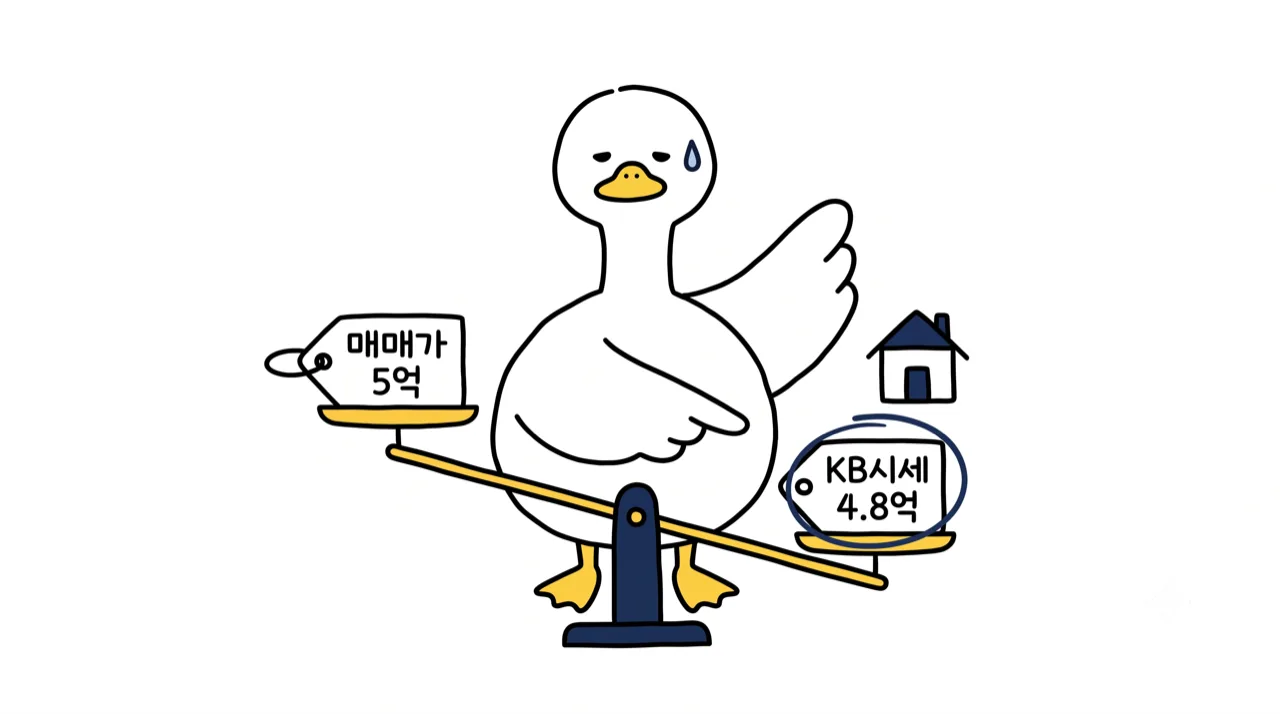 LTV 기준, KB시세 vs 매매가 — 정책대출은 낮은 금액